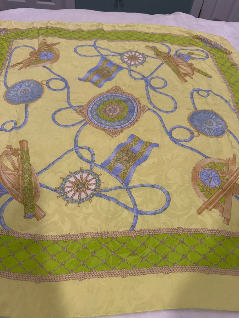 Yellow & Lime Nautical-Print Fashion Silk Scarf